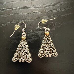 Brighton Dangling Christmas Tree Earrings- Silver and Gold